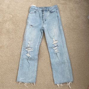 High waisted straight leg crop jeans